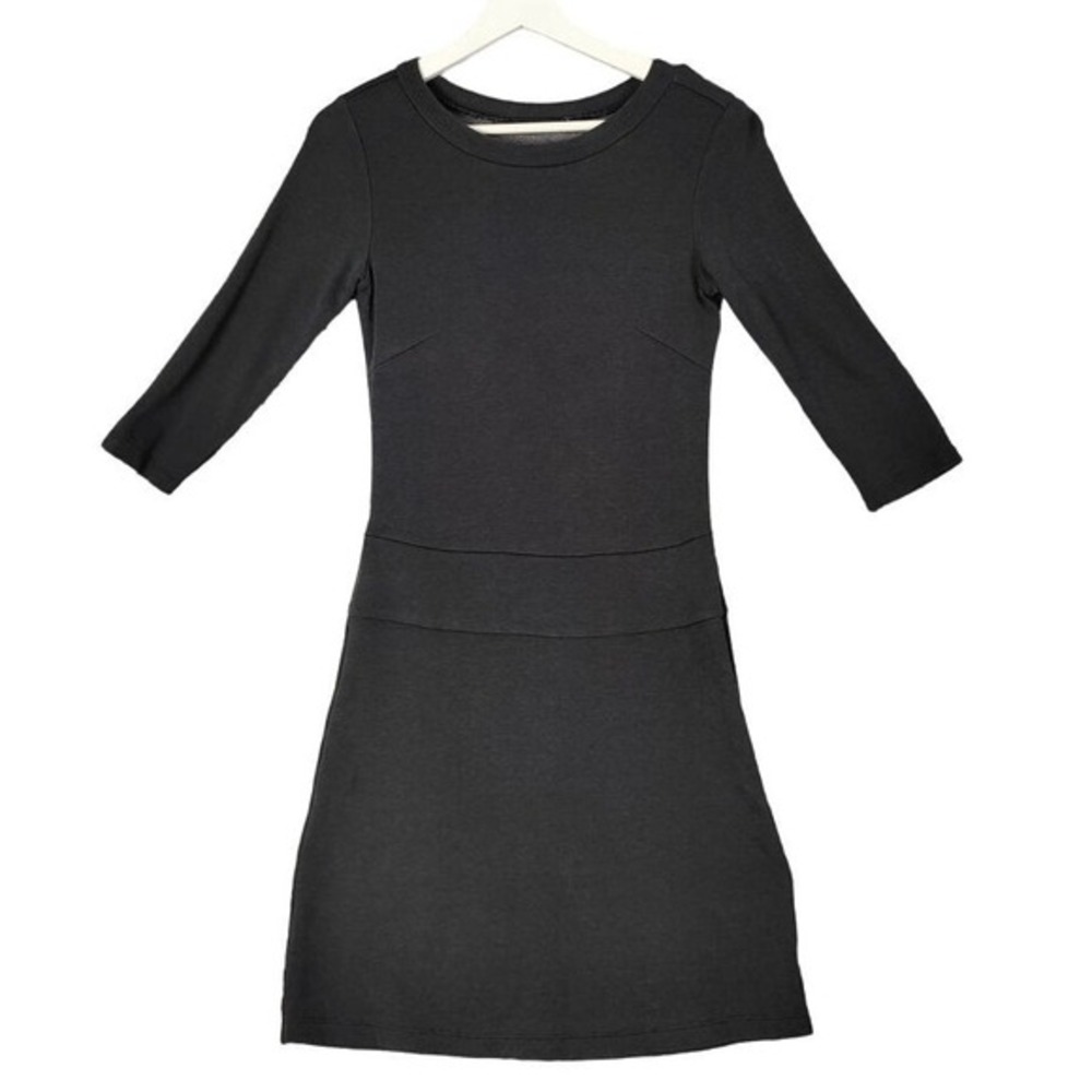 Toad&Co Women Gorpcore Minimalist Nixi Eco Dress XS Black‎ 3/4 Sleeve Pocket LBD